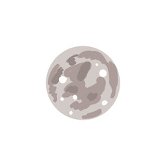 Illustration full grey moon in cartoon style