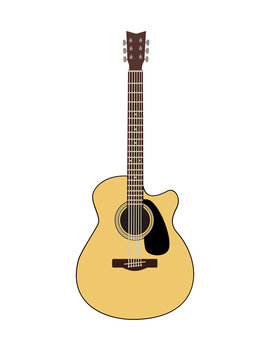 Vector image acoustic guitar isolated on white
