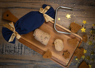 Fototapeta na wymiar Festive canape, gingerbread toast and foie gras, french traditional festive gastronomy, France