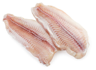 Pangasius fillet on a white background. Isolated