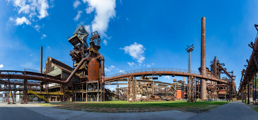 Lower Vítkovice - Bolt Tower and Blast Furnace Pipes Panorama
