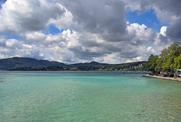 cloudy sky above the Lake Attersee landscape