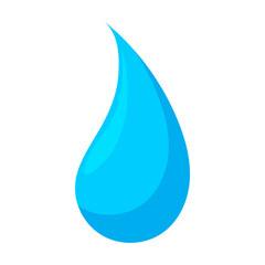 a drop of blue water, isolated on a white background realistic flat illustration, vector graphics, design element