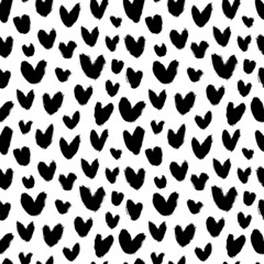 Abstract seamless heart pattern in polka dot style. Hand drawn simple black tiny hearts. Love and romantic theme background. Vector modern grunge ornament for Valentines day and wedding. 