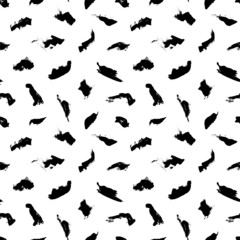 Abstract seamless pattern with irregular brush strokes. Creative monochrome vector background. Modern hand drawn texture with blots, spots. Textile, blog decoration, banner, poster, wrapping paper.