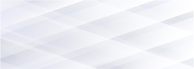 White abstract wide banner graphic design presentation template background with diagonal lines. White gradient abstract geometric backdrop. Vector illustration.