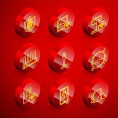 Set line Fingerprint, Smart electrical outlet, coffee machine, Router and wi-fi signal, Vacuum cleaner, Robot vacuum, Air humidifier and Digital door lock icon. Vector