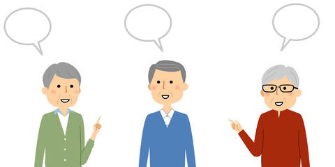 会話をするシニア男性達