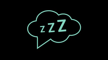 Neon Z-z-z text on text bubble	
