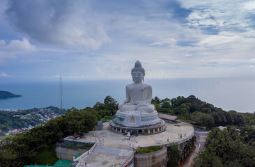 aerial view Phuket big Buddha in blue sky..Phuket Big Buddha is one of the island most important and revered landmarks on the island..image for travel and culture concept. © Narong Niemhom