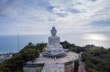 aerial view Phuket big Buddha in blue sky..Phuket Big Buddha is one of the island most important and revered landmarks on the island..image for travel and culture concept. © Narong Niemhom