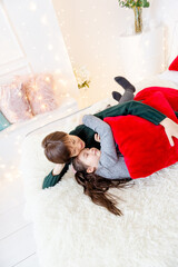 Building a good relationship between mother and daughter. Friendship of mom and daughter during the Christmas holidays.