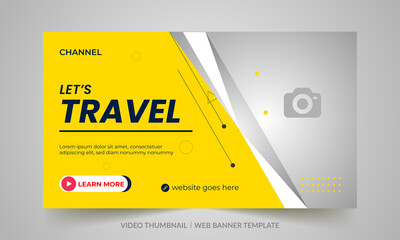 Obraz premium Editable video thumbnail design. Professional travel agency web banner or video thumbnail template design. Traveling business promotion banner