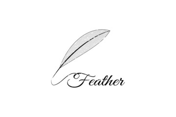Feathers used for writing, minimalist logo pattern
