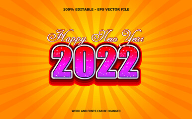 2022 Happy New Year Editable Golden Text Effect Fireworks Banner Background