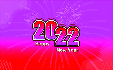 2022 Happy New Year Editable Golden Text Effect Fireworks Banner Background