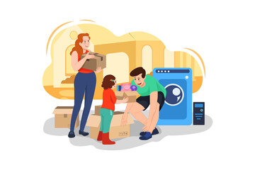 Preparing to move house Illustration concept. Flat illustration isolated on white background.