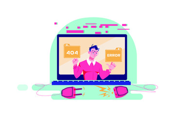 Something went wrong Illustration concept. Flat illustration isolated on white background.