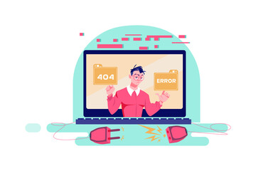 Something went wrong Illustration concept. Flat illustration isolated on white background.