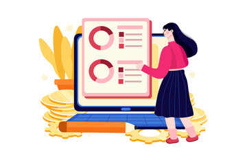 Financial Planning Illustration concept. Flat illustration isolated on white background.