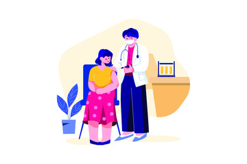 Doctor giving an injection to a patient Illustration concept. Flat illustration isolated on white background.