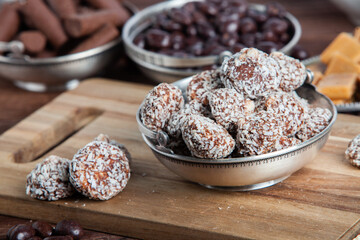 Assortment of delicious chocolate candies background. Chocolate candy isolated 