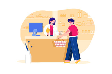 Pharmacy Store Illustration concept. Flat illustration isolated on white background.