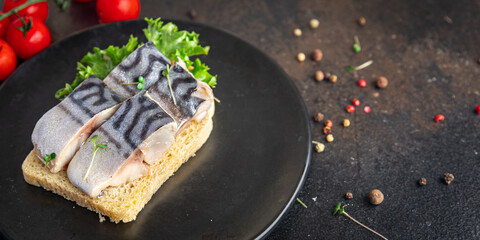 mackerel salty fish fresh seafood meal snack on the table copy space food background rustic. top view pescetarian diet
