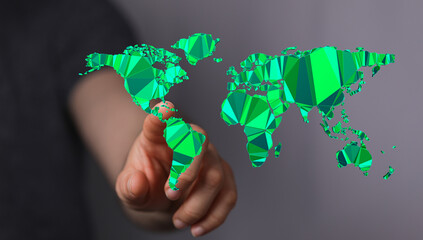 green 3D planet Earth with big data