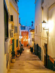 Fototapeta na wymiar Narrow street in the old town of Calpe at Costa blanca in Spain at night