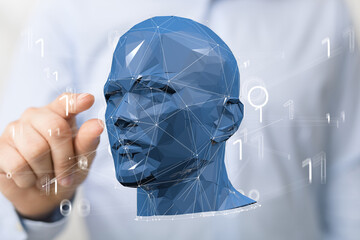 Human head cyber mind digital technology.