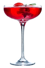 Frozen strawberry daiquiri alcohol cocktail. Isolated on white background