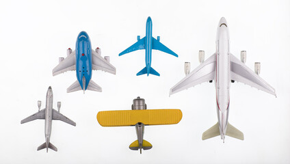 Fototapeta premium set model airplane isolated on white background