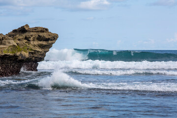 waves crashing on rocks