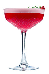 strawberry sour cocktail, Strawberry cocktail with ice cubes isolated on a white background
