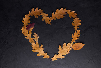 heart lined with dry leaves