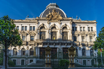 Facade of the building of the General Board of the Principality of Asturias in Oviedo. 