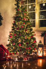 Decorated Christmas Tree at Home  - 469366923