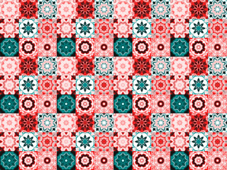 Antique talavera tiles patchwork. Fashionable design. Bright purple seamless pattern texture. Mexican, Spanish majolica ornamental decor for bags, smartphone cases, T-shirts, linens or scrapbooking.