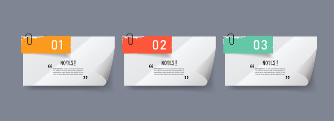Text box design with note papers.	
