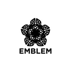 Leaves star icon. Black and white logo for the development of corporate identity.