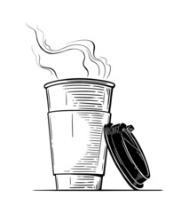 paper cup with hot coffee or tea