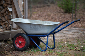 wheelbarrow in the yard