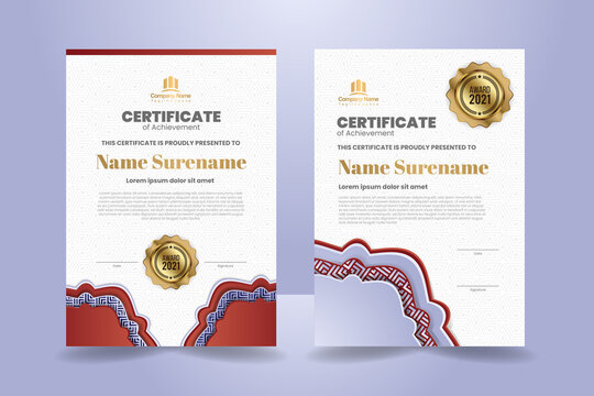 Premium Purple And Yellow Certificate Template Design. Vector Illustration