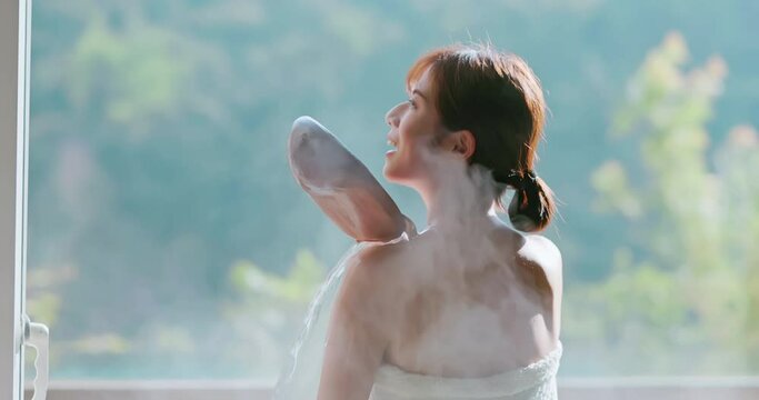 showering before hot spring bath