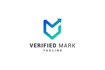 Letter V creative verified check mark technological logo  - obrazy, fototapety, plakaty