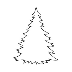 Vector. Silhouette of Christmas Trees on White Background