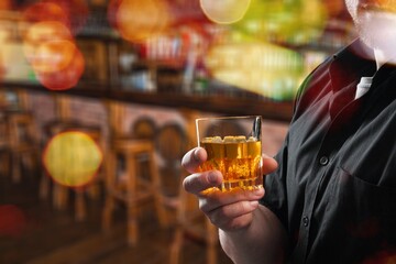 Alcohol whiskey drink, for a friendly party in a bar or a restaurant.