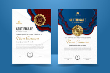 Fototapeta premium Luxury Blue and Red Certificate Template Design. Vector Illustration
