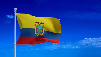 Ecuador flag, waving in the wind - 3d rendering